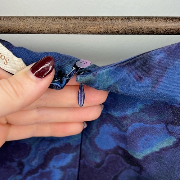 Soft Surroundings Blue Marble Print Flutter Sleeve Viscose Maxi Dress - Picture 8 of 9